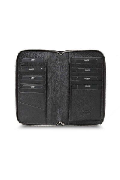 GUARD Zippered Hand Portfolio with Brown Phone Port