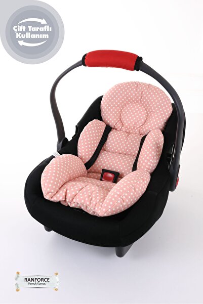 Umaybebek Puset Örtüsü Puset Minderi 2 Parça - Bel Destekli - Pudra Puantiyeli