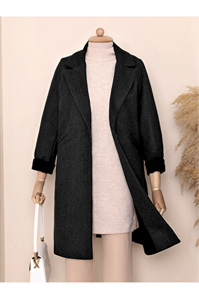 Modamorfo Zimní kabát s podšívkou na jedno tlačítko - černý