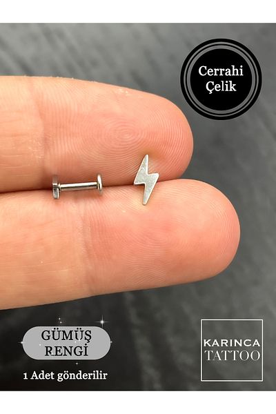 Karınca Piercing Lightning Lightning Design Forward Helix Conch Flat Tragus Ear Piercing Earrings Surgical Steel Jewelry