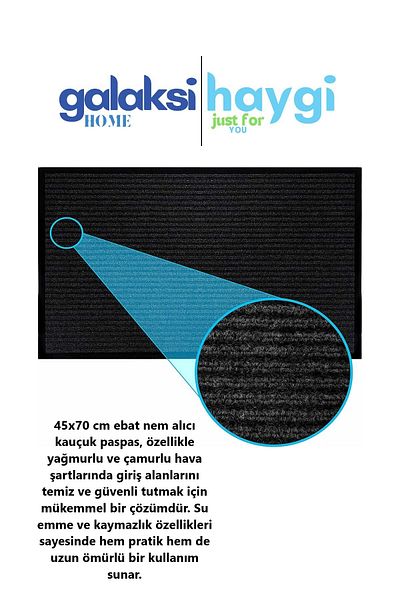 galaksihome Decorative Black Door Mat 45X70 – Moisture and Dust Removing Modern Design Stylish and Elegant
