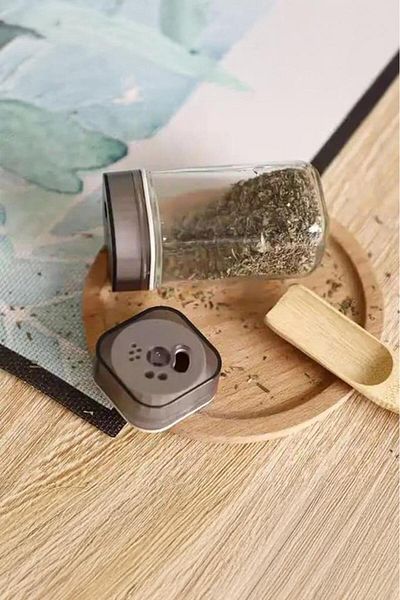 Digithome Set of 12 Rolling Glass Square Spice Dispensers with Label 120ml Thn86502 C- 1-1-18