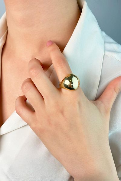 Sose Moda Gold Color Oval Knight Ring