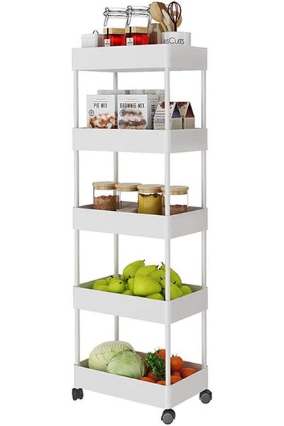 ALMUFARREJ Rolling Cart Trolley On Wheels Kitchen Slide Out Storage Tower Rac