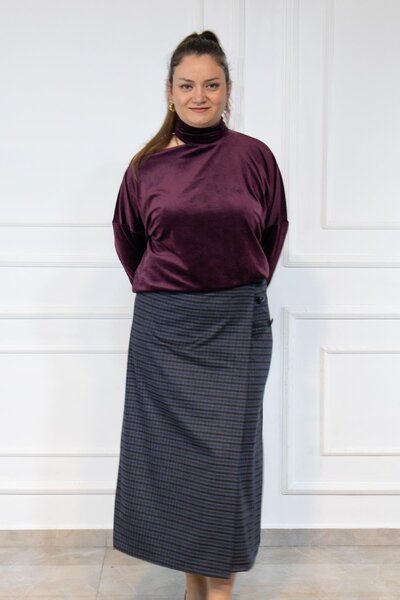 Bedrinxxl Kadın Büyük Beden Ekose Etek