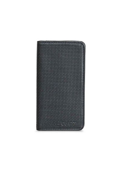 GUARD Black Laser Print Leather Portfolio Wallet with Phone Port