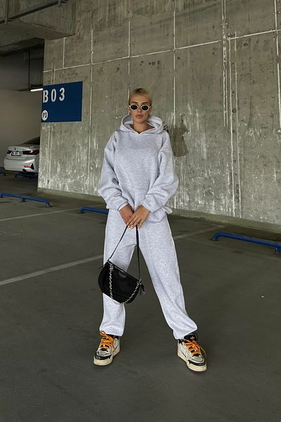 vladivosto Μαύρο γκρι Μεγάλο Μέγεθος Loose Fit Oversize Φούτερ Oversize