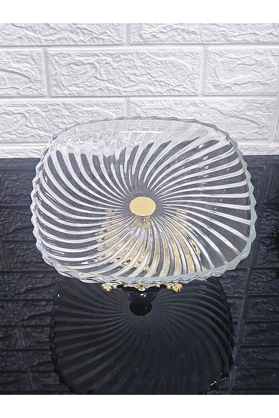 atabey home Cutted Decored Square Presentation Plate with Casted Legs 24 cm & Service Plate & Boiler