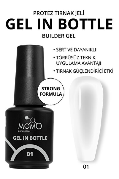 MOMO professional Gel In Bottle No.01, Akıllı Fırçalı Protez Tırnak Jeli, Şef...