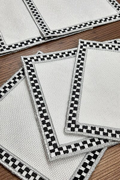 Teksev متقلب الفضة 6 قطعة كوكتيل القهوة تقديم منديل ماراش اليدوى سيرما التطري...