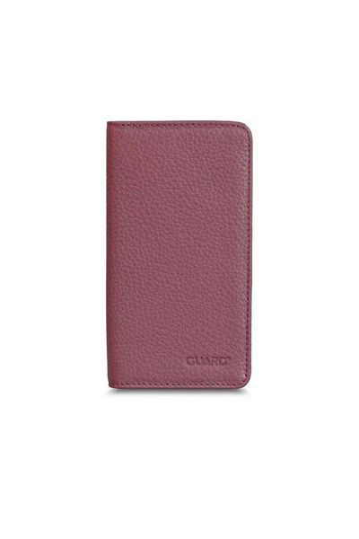 GUARD Burgundy Black Leather Portfolio Wallet with Phone Port
