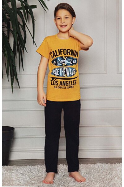 Mnk Baby&Kids Boys' Pajamas - Short Sleeve T-Shirts, Long Pants, Printed, Yellow M00673