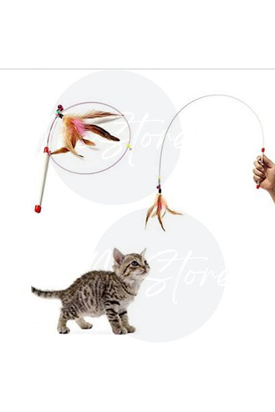 mes store 90 Cm Colorful Furry Cat Play Fishing Rod