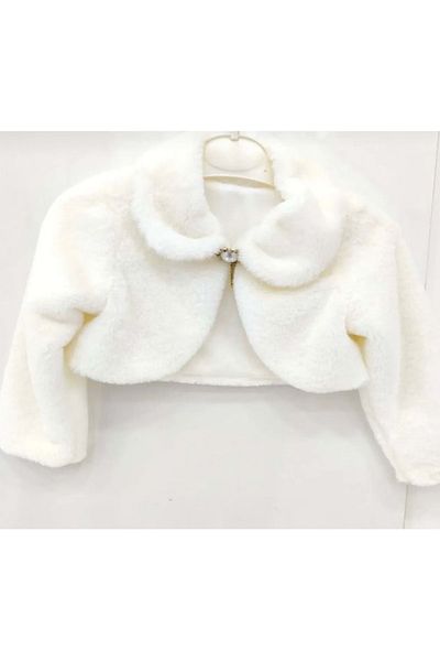 Mnk Baby&Kids Girls' Plush Boleros - Long Sleeve, M00681 Ecru