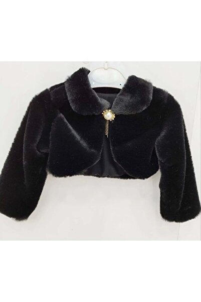 Mnk Baby&Kids Pelüş Uzun Kol Kız Çocuk Bolerosu M00681 SİYAH
