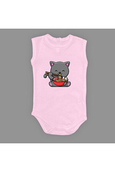 Mnk Baby&Kids بدلة أطفال من Yemek Yiyen Kedi مطبوع بأكمام طويلة وقصيرة بدون أ...