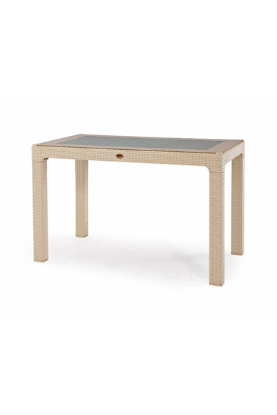 ZİYNET HOME 4 Kişilik 70x120 cm Rattan Masa Takımı Camlı  Kolsuz Sandalye Bahçe Teras Takımı Oturma Grubu