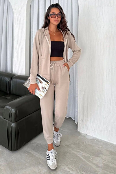 Swana Set de trening modal cu glugă bej