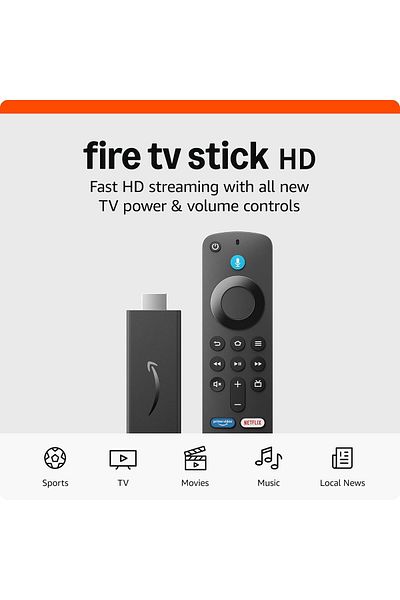 Amazon Fire TV Stick HD, free and live TV, Voice Remote, smart home controls, HD streaming