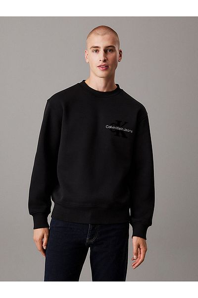 Calvin Klein Hanorac Ck Relaxed Monologo Crew pentru bărbați - negru