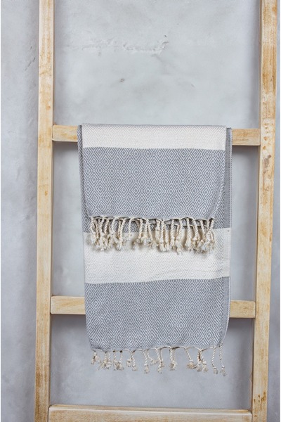 Cozy Nest Рушник для ванни та пляжу Peshtemal - бавовняний, 90х180 см - сірий