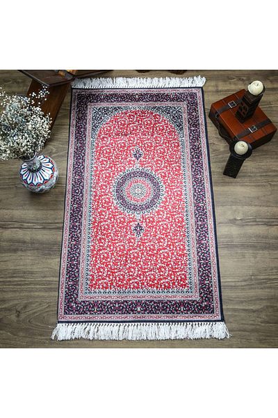 İkranur Luxury Silk Ahu Prayer Rug Red 70x117 Cm - 550 gr