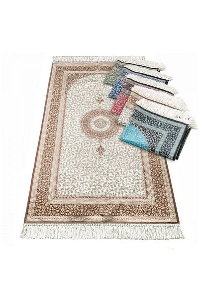 İkranur Luxury Silk Ahu Prayer Rug Brown 70x117 Cm - 550 gr
