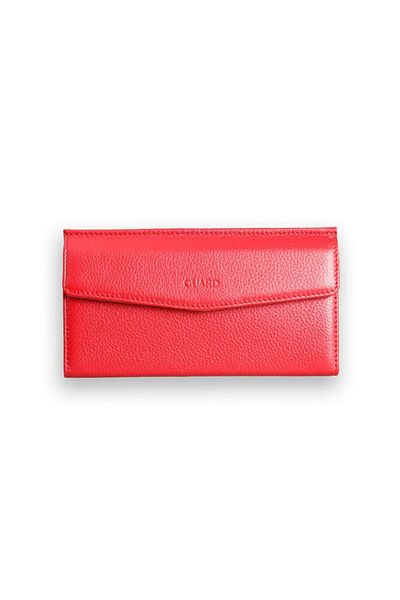 GUARD Red Leather Wallet with Phone Port