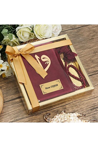 İkranur Canım Annem Doğum Günü Hediyesi Çanta Boy Kadife Kaplı Kur'an-ı Kerim...