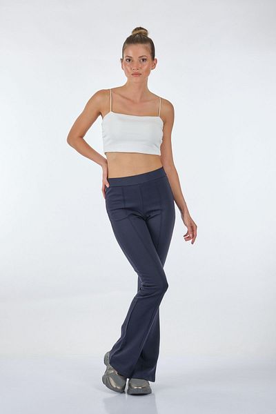 Vedi Wide Leg High Waist Elastic Navy Blue Women's Trousers22233413