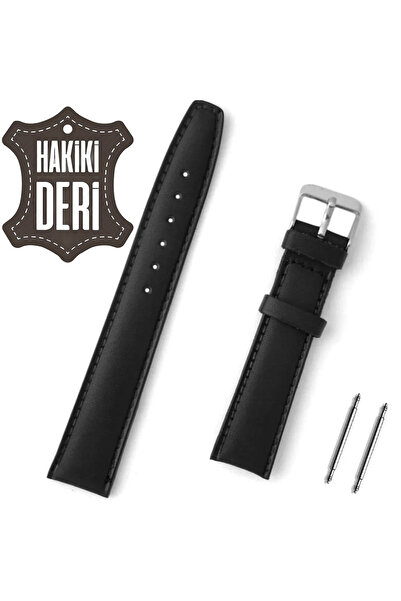 onlinekordon Hakiki Deri Saat Kordonu Kayışı 18mm Siyah Tek Parça Yerli Üretim