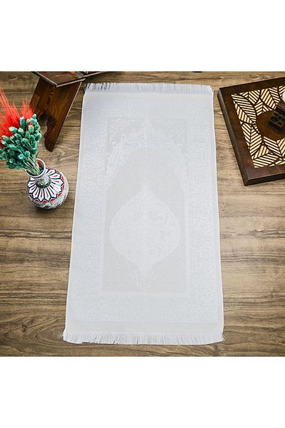 İkranur سجادة صلاة من التفتا الحريرية - هدية لون كريمي، 68x110 سم، 200 جرام