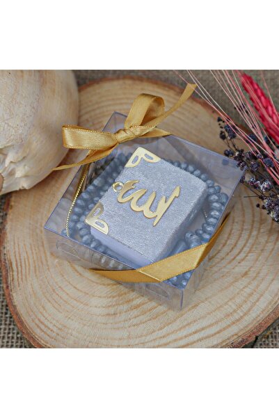 İkranur Mini Kuran, Kokulu Tesbihli Kare Kutuda Hediyelik-gri