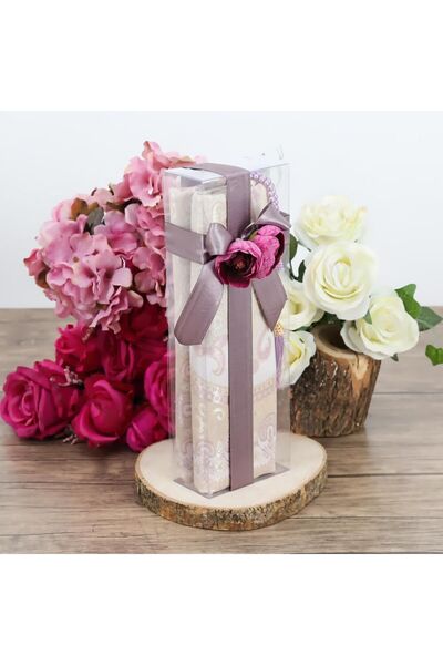 İkranur Hediyelik Seccade, Inci Tesbih Lila, Asetat Kutulu (20×8) Set