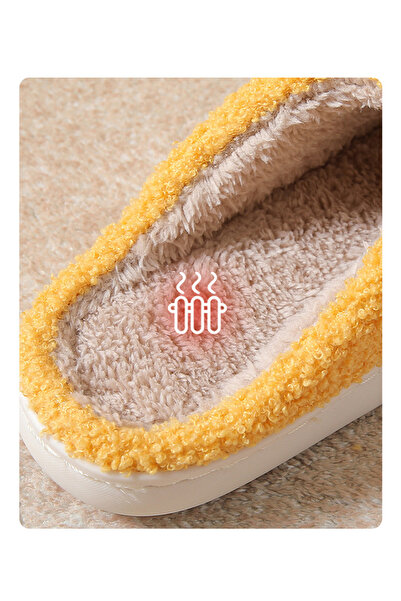 SOFT Gülümseme yüz terlik kadın ev rahat karikatür kabarık peluş ayakkabı kış ayakkabı yetişkin