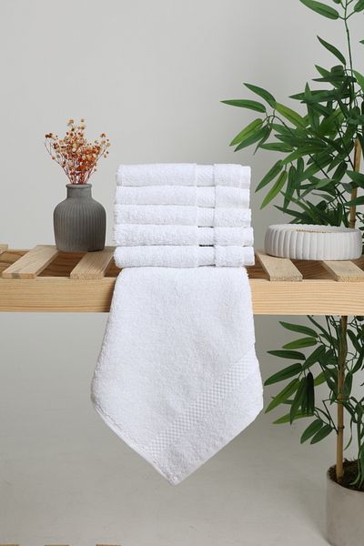 AİRYCOT White Hand Towel 30x30 Set of 6
