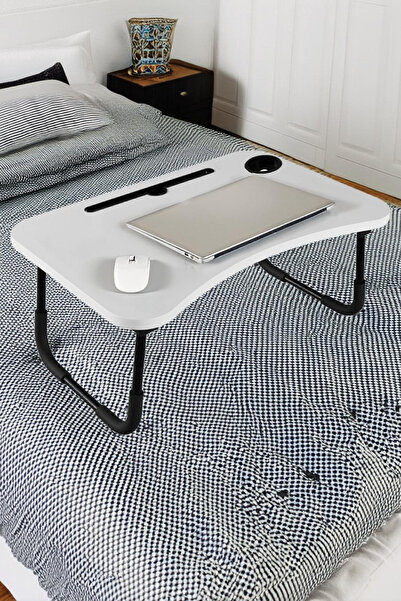 hodbehod Portable Folding Seat over Bed Laptop Tablet Study Table and Breakfast Table White