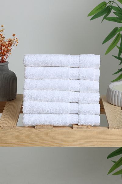 AİRYCOT White Hand Towel 30x30 Set of 6