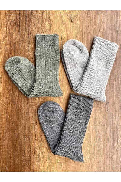 Çorap Kurdu 3 Pairs of Alpaca Wool Winter Thick Unisex Socks