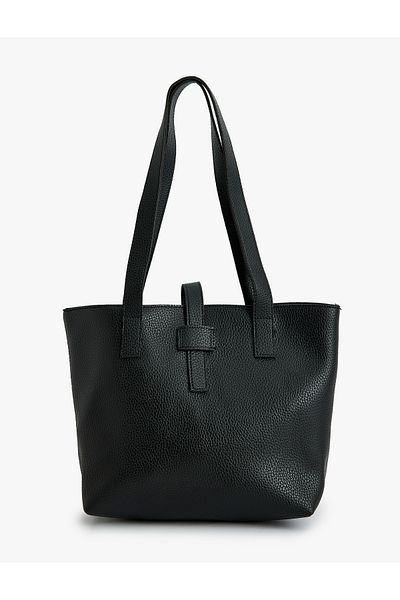 Koton Faux Leather Tote Bag - Handle Detailed