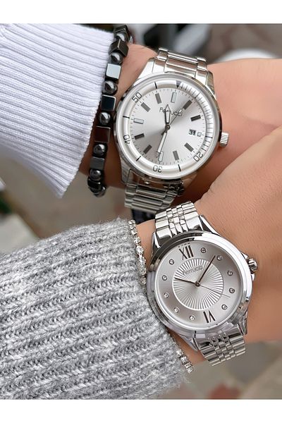 Ferrucci Steel Silver Color Waterproof 2 Years Warranty Lover Couple Wristwatches