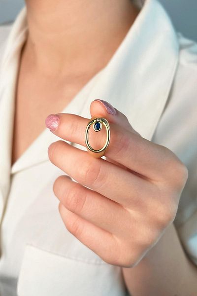 Sose Moda Gold Oval Stone Ring