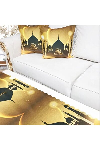 İkranur Σετ Κομμοντέρνας Συνδυασμού Διακοσμητικών Καλύμματων Ραμαζάνι & Μαξιλ...