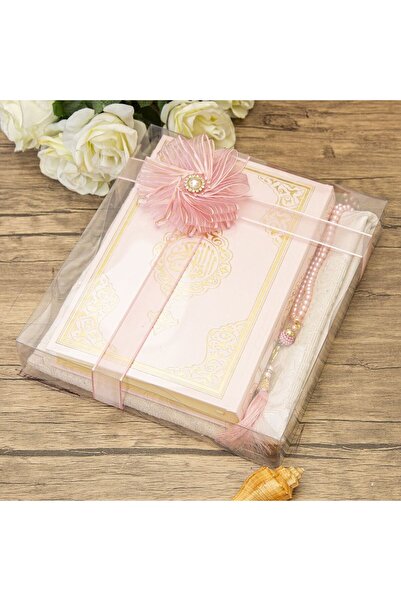 İkranur Hediyelik Kuran-ı Kerim, İnci Tesbih, Seccade, Asetat Kutulu(25X18 cm...