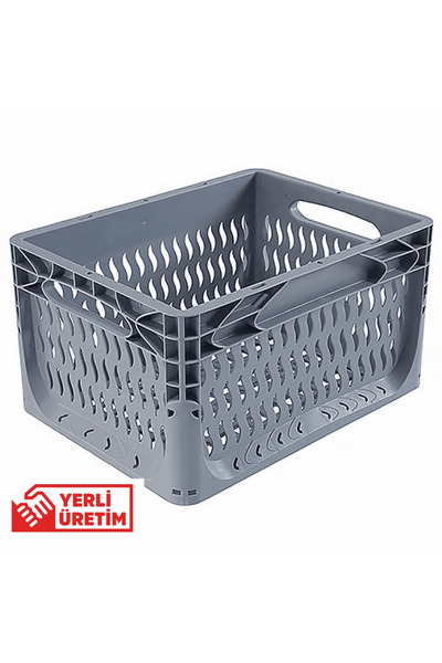 ALPBX 1.Kalite Delikli Gri Plastik Kasa 40x30x22 cm - Kokusuz Sağlam Plastik ...