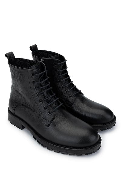 Tamer Tanca Men's Genuine Leather Black Leather Casual Boots