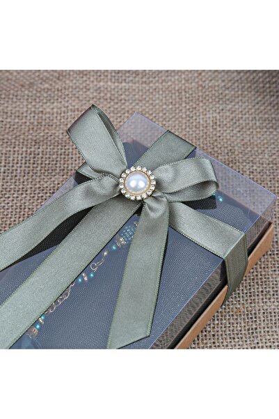 İkranur Green Gift Shawl and Pearl Prayer Beads - Green with Rose