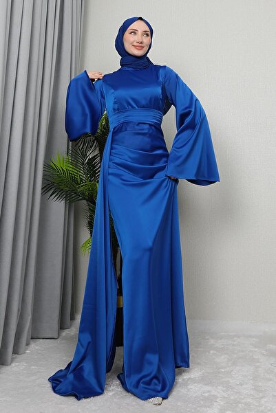 Jasmine Satin Evening Dress Night Blue