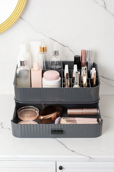 Porsima 0619 Model Anthracite Organizer Μακιγιάζ και Μπιζουτέρ - Κουτί κοσμημάτων με συρτάρια