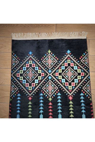 İkranur Gift Prayer Rug with Traditional Motif Black